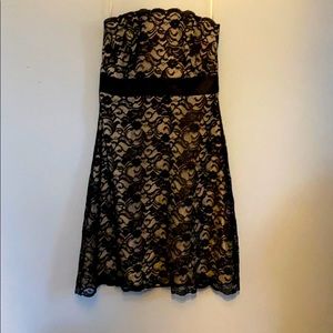 Black and nude lace cocktail dress